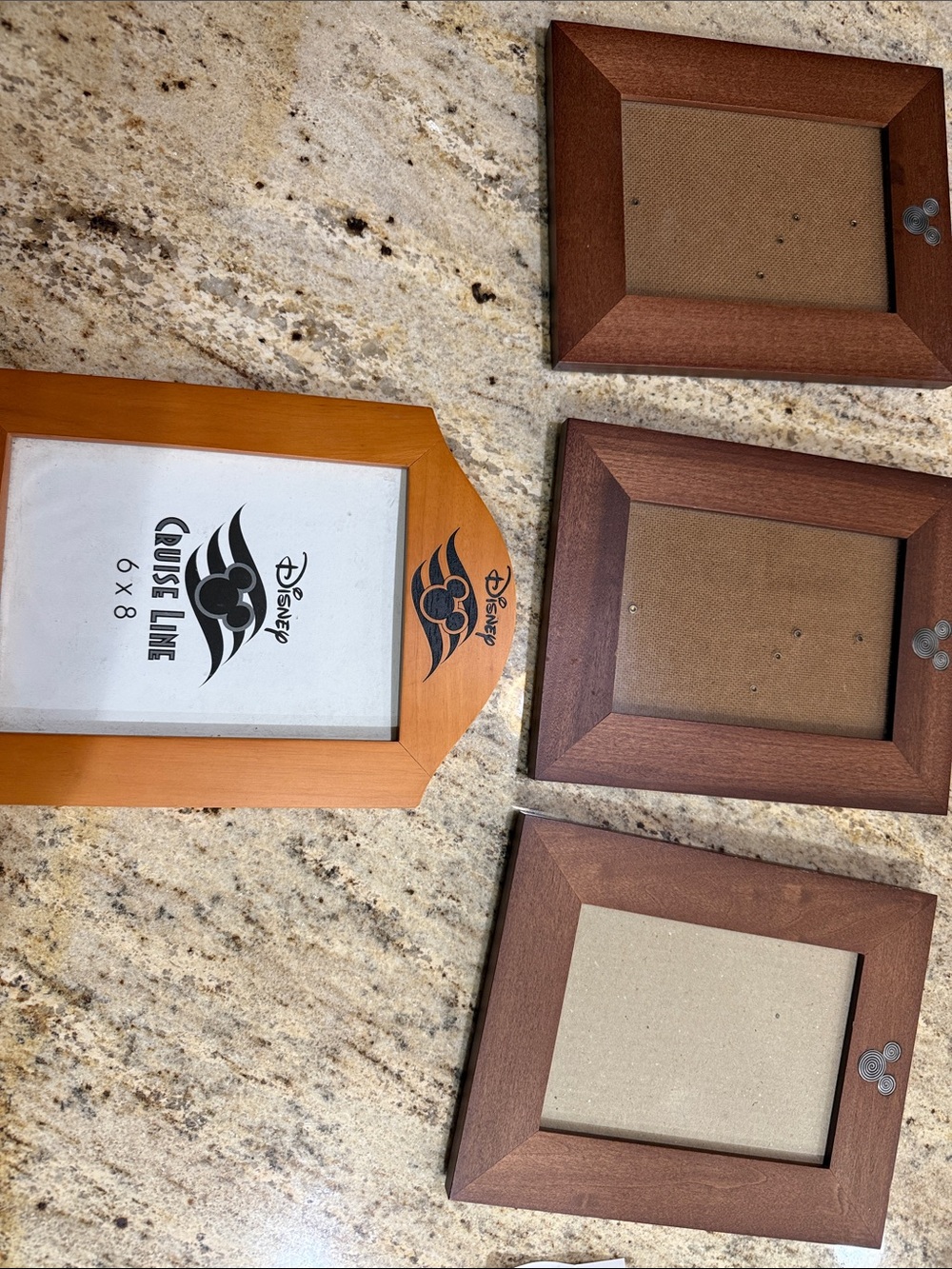 Disney Wood Photo Frame Set in Tan and Dark Brown - Cruise Line Logo